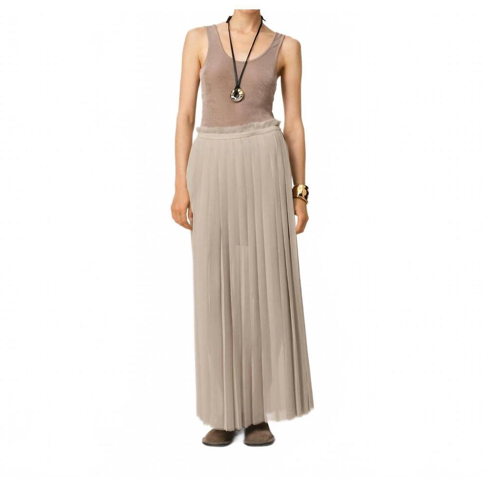 NEW AMI long pleated skirt in ash